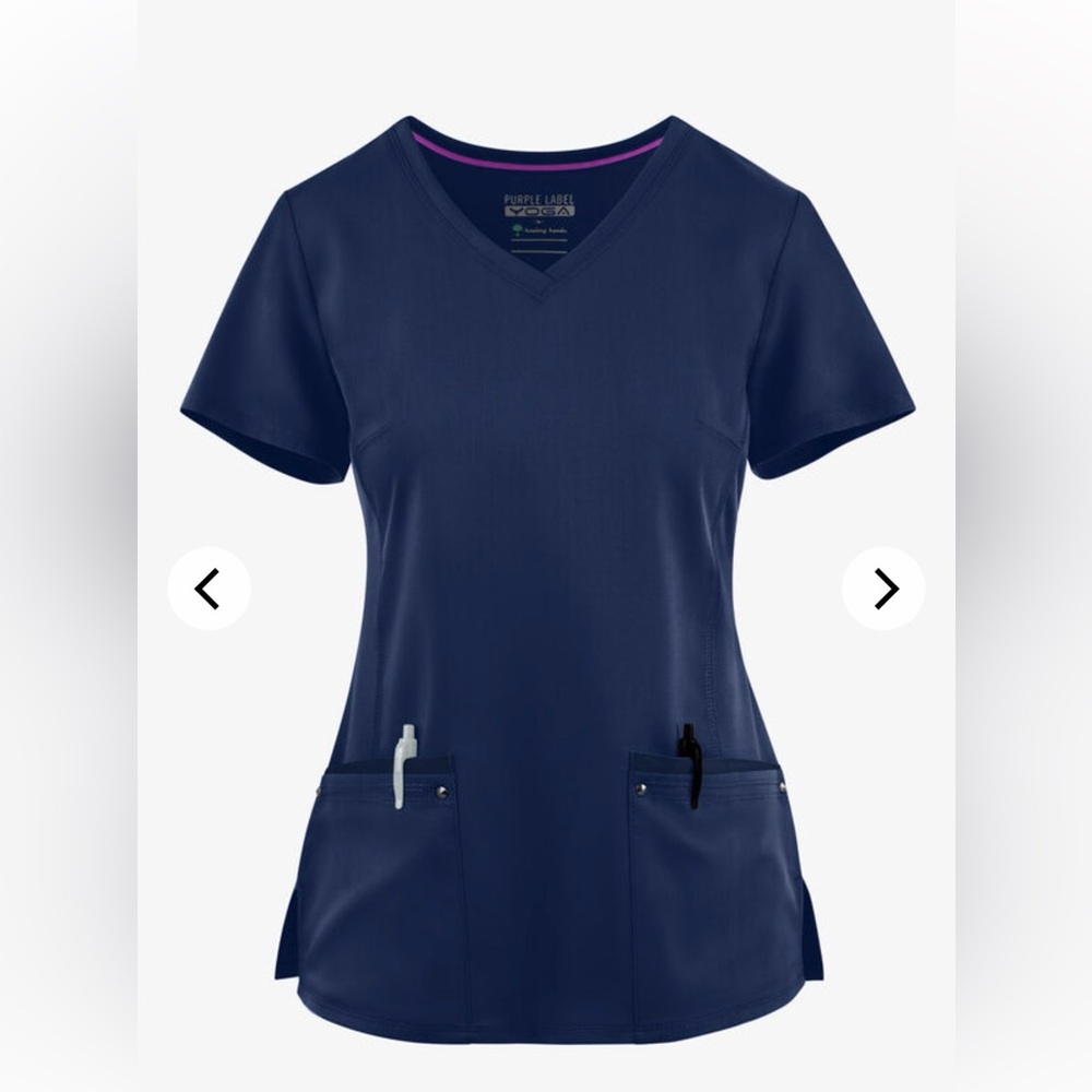 Navy scrub Top healing hands 2X
